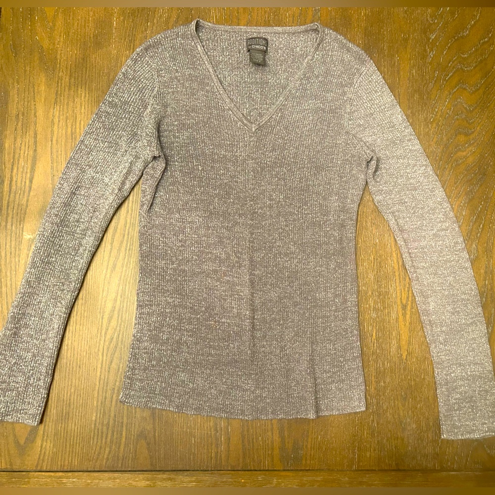 Chico's sparkly silver holiday sweater ladies small